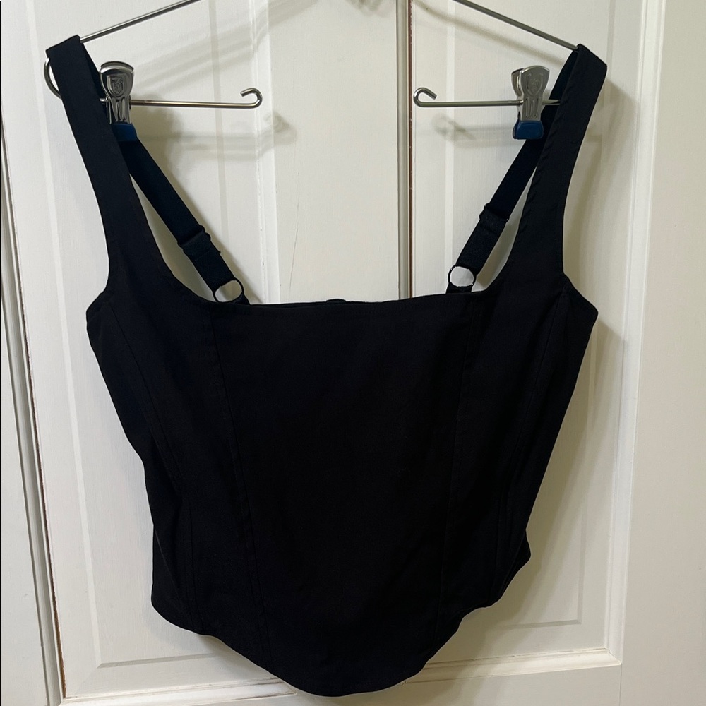 Garage Black Tank Bustier with detailed back clasp panel